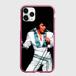 Чехол iPhone 11 Pro матовый Элвис поет, цвет: 3D-малиновый