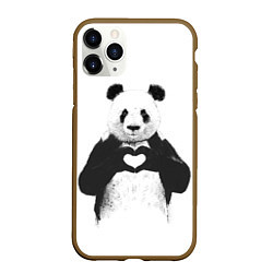 Чехол iPhone 11 Pro матовый Panda Love, цвет: 3D-коричневый