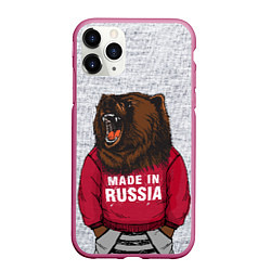 Чехол iPhone 11 Pro матовый Made in Russia, цвет: 3D-малиновый