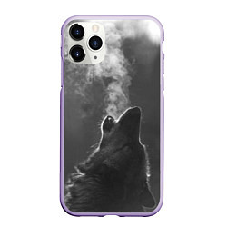 Чехол iPhone 11 Pro матовый Воющий волк, цвет: 3D-светло-сиреневый