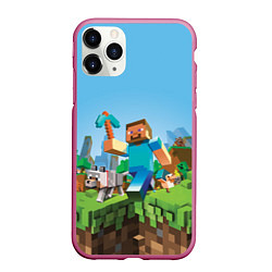 Чехол iPhone 11 Pro матовый Minecraft Summer, цвет: 3D-малиновый