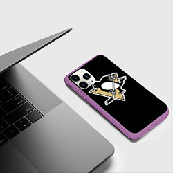 Чехол iPhone 11 Pro матовый Pittsburgh Penguins: Crosby, цвет: 3D-фиолетовый — фото 2