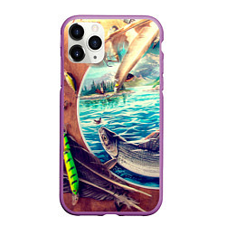 Чехол iPhone 11 Pro матовый Истинный рыболов, цвет: 3D-фиолетовый