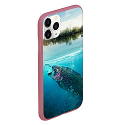 Чехол iPhone 11 Pro матовый Рыбалка на спиннинг, цвет: 3D-малиновый — фото 2