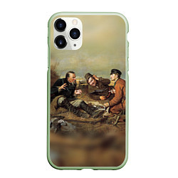 Чехол iPhone 11 Pro матовый Русские охотники, цвет: 3D-салатовый