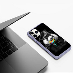 Чехол iPhone 11 Pro матовый Панда с карамелью, цвет: 3D-светло-сиреневый — фото 2