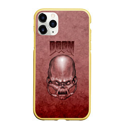 Чехол iPhone 11 Pro матовый DOOM Skull, цвет: 3D-желтый