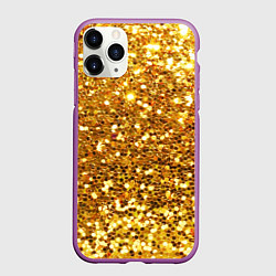 Чехол iPhone 11 Pro матовый Золотое мерцание, цвет: 3D-фиолетовый