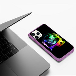 Чехол iPhone 11 Pro матовый Кот космонавт, цвет: 3D-фиолетовый — фото 2