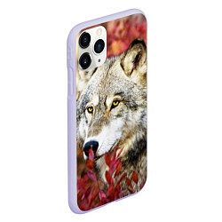 Чехол iPhone 11 Pro матовый Волк в кустах, цвет: 3D-светло-сиреневый — фото 2