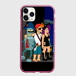 Чехол iPhone 11 Pro матовый Футурама пати, цвет: 3D-малиновый