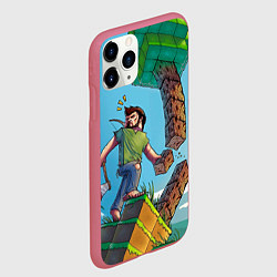 Чехол iPhone 11 Pro матовый Minecraft Woodcutter, цвет: 3D-малиновый — фото 2