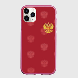 Чехол iPhone 11 Pro матовый Сборная России по футболу, цвет: 3D-малиновый