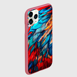 Чехол iPhone 11 Pro матовый Перья, цвет: 3D-малиновый — фото 2