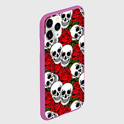 Чехол iPhone 11 Pro матовый Черепа в розах, цвет: 3D-фиолетовый — фото 2