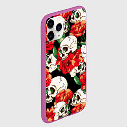 Чехол iPhone 11 Pro матовый Черепки и розы, цвет: 3D-фиолетовый — фото 2