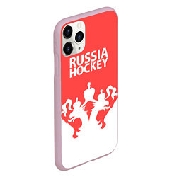 Чехол iPhone 11 Pro матовый Russia Hockey, цвет: 3D-розовый — фото 2