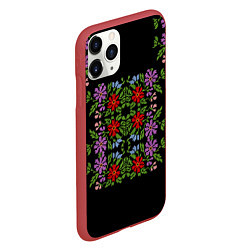 Чехол iPhone 11 Pro матовый Вышивка 20, цвет: 3D-красный — фото 2