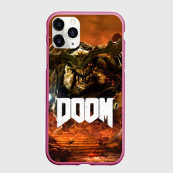 Чехол iPhone 11 Pro матовый DOOM 4: Hell Cyberdemon, цвет: 3D-малиновый
