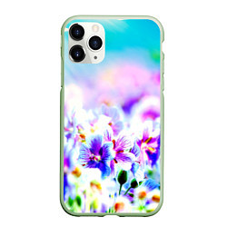 Чехол iPhone 11 Pro матовый Цветочное поле, цвет: 3D-салатовый