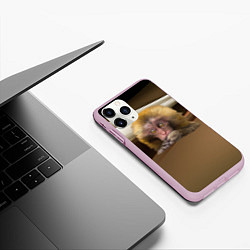 Чехол iPhone 11 Pro матовый Мартышка, цвет: 3D-розовый — фото 2