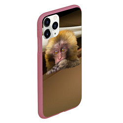 Чехол iPhone 11 Pro матовый Мартышка, цвет: 3D-малиновый — фото 2