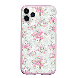 Чехол iPhone 11 Pro матовый Flower pattern, цвет: 3D-розовый