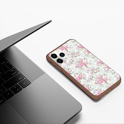 Чехол iPhone 11 Pro матовый Flower pattern, цвет: 3D-коричневый — фото 2