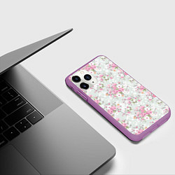 Чехол iPhone 11 Pro матовый Flower pattern, цвет: 3D-фиолетовый — фото 2