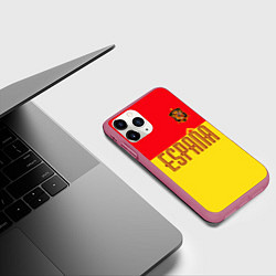 Чехол iPhone 11 Pro матовый Сборная Испании: Евро 2016, цвет: 3D-малиновый — фото 2