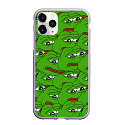 Чехол iPhone 11 Pro матовый Sad frogs, цвет: 3D-светло-сиреневый