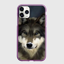 Чехол iPhone 11 Pro матовый Зимний волк, цвет: 3D-фиолетовый