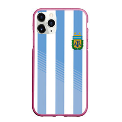 Чехол iPhone 11 Pro матовый Сборная Аргентины: ЧМ-2018, цвет: 3D-малиновый