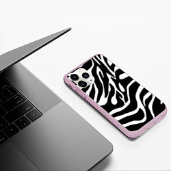 Чехол iPhone 11 Pro матовый Зебра, цвет: 3D-розовый — фото 2