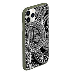 Чехол iPhone 11 Pro матовый Paisley, цвет: 3D-темно-зеленый — фото 2