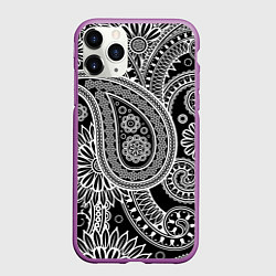 Чехол iPhone 11 Pro матовый Paisley, цвет: 3D-фиолетовый