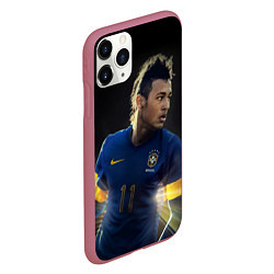 Чехол iPhone 11 Pro матовый Neymar: Brasil Team, цвет: 3D-малиновый — фото 2