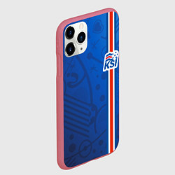 Чехол iPhone 11 Pro матовый Сборная Исландии по футболу, цвет: 3D-малиновый — фото 2