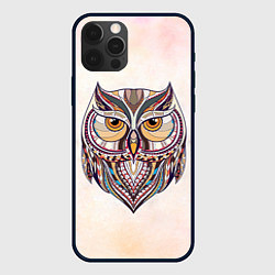 Чехол для iPhone 12 Pro Max Расписная голова совы, цвет: 3D-черный