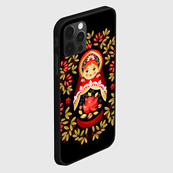 Чехол для iPhone 12 Pro Max Матрешка - хохлома, цвет: 3D-черный — фото 2