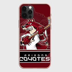 Чехол для iPhone 12 Pro Max Arizona Coyotes, цвет: 3D-светло-розовый