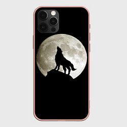 Чехол для iPhone 12 Pro Max Moon Wolf, цвет: 3D-светло-розовый