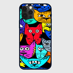 Чехол для iPhone 12 Pro Max Кошачьи мордочки, цвет: 3D-черный