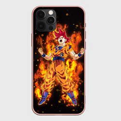 Чехол для iPhone 12 Pro Max Fire Goku, цвет: 3D-светло-розовый