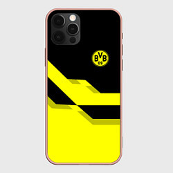 Чехол для iPhone 12 Pro Max BVB FC: Yellow style, цвет: 3D-светло-розовый