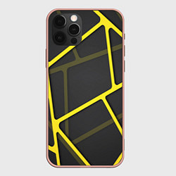 Чехол для iPhone 12 Pro Max Желтая сетка, цвет: 3D-светло-розовый