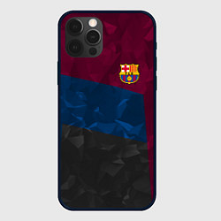 Чехол для iPhone 12 Pro Max FC Barcelona: Dark polygons, цвет: 3D-черный