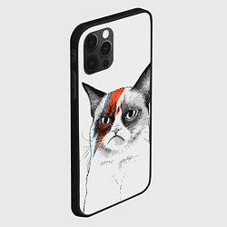 Чехол для iPhone 12 Pro Max David Bowie: Grumpy cat, цвет: 3D-черный — фото 2