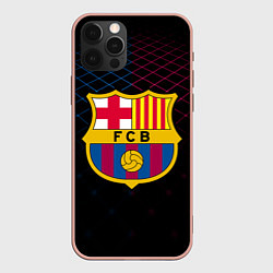 Чехол для iPhone 12 Pro Max FC Barcelona Lines, цвет: 3D-светло-розовый