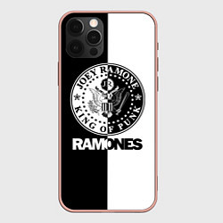 Чехол для iPhone 12 Pro Max Ramones B&W, цвет: 3D-светло-розовый